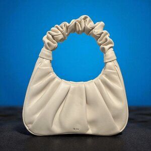 JW PEI Gabbi Ruched Hobo Handbag Ivory Vegan Leather Croissant Top Handle Bag
